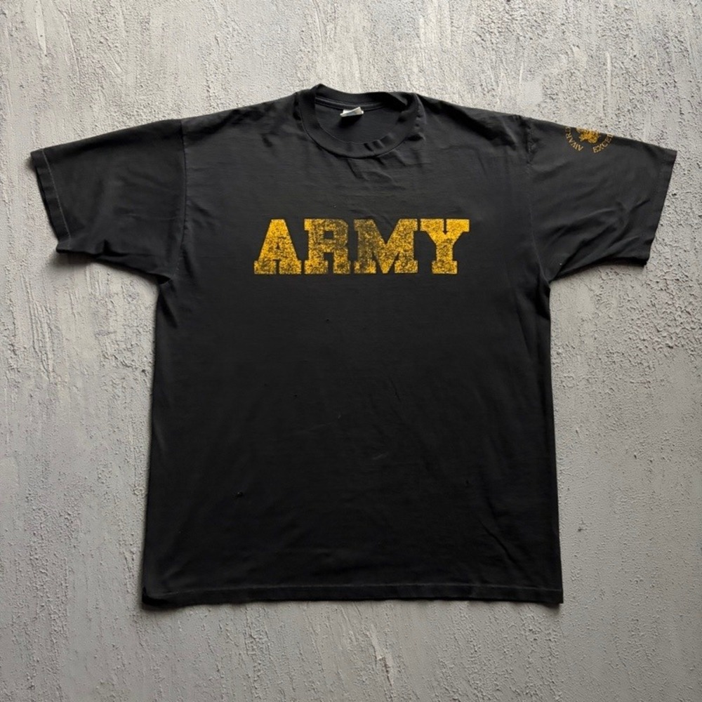 Vintage Army Shirt XL Black 1990s Paratrooper Jump College USA Faded